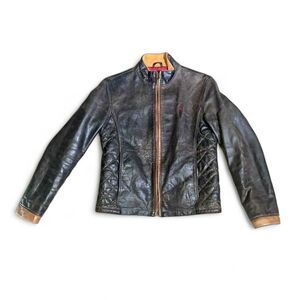 Flia x Ferrari Vintage 90s Distressed Leather Jacket Rare Women's Medium (M)